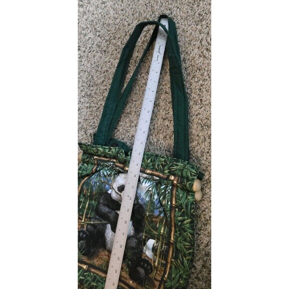 Vintage Panda Bears Handbag Wallet Set Of 2 Bamboo Leaves Green Cute Purse Tote - Picture 13 of 15